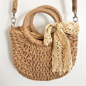Rattan Bag with Long Removable Straps